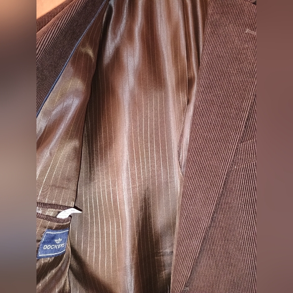 Dockers Blazer Mens 46R Corduroy Chocolate Brown Blazer Jacket Leather Buttons - Picture 12 of 13